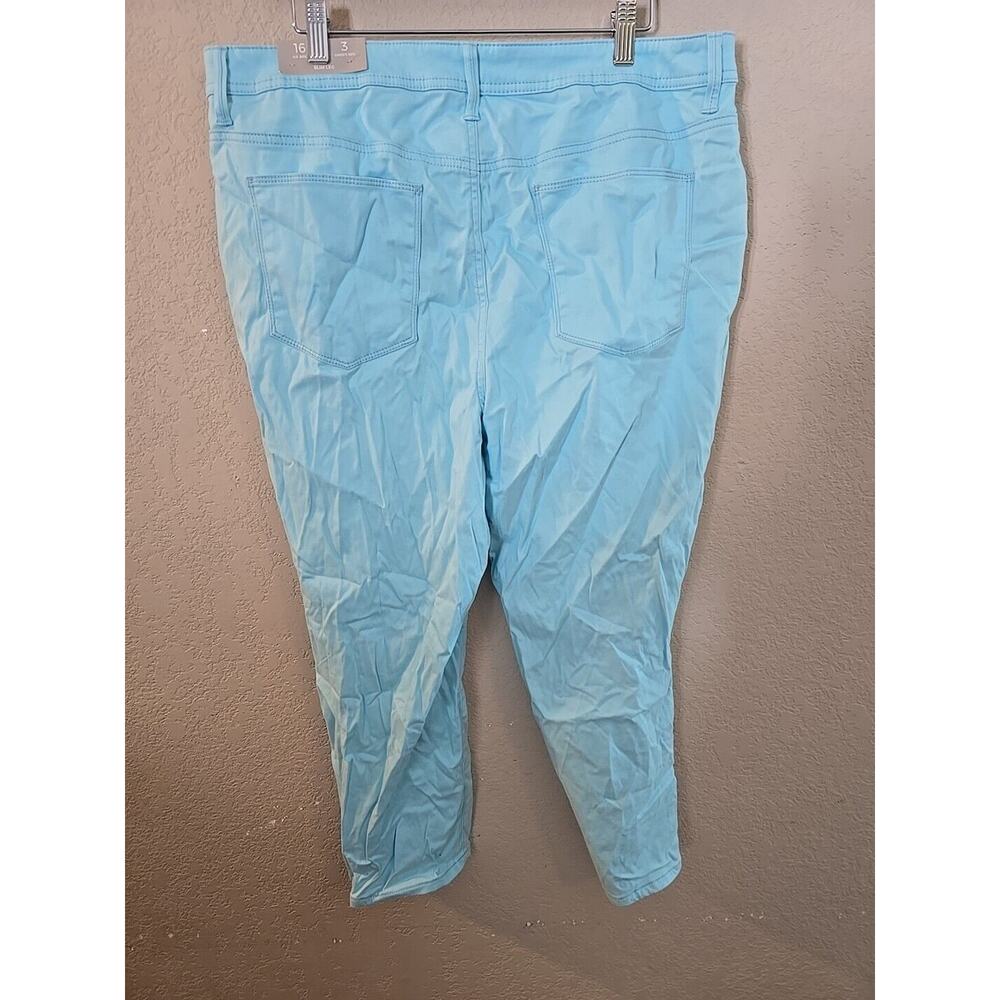 NWT Chico's Blue Sateen Slim Leg 5-Pockets High Rise Cropped Pants Womens Sz 16‎ - Picture 2 of 6